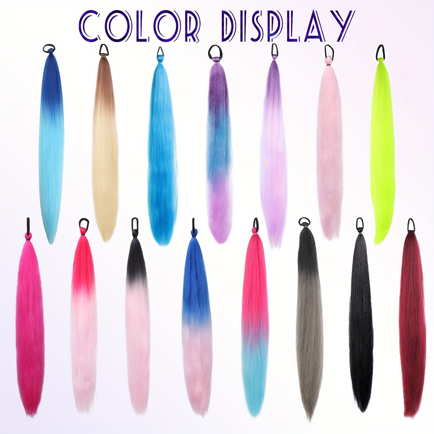 2 Pack Blue Gradient Synthetic Ponytail Extensions with Elastic Tie Band - Realistic Straight Hairpieces for Women & Girls, Cosplay, Dress Up, Hair Wigs, Hair Accessories, Stylish Hair Accessory, Secure Fit Hairpiece
