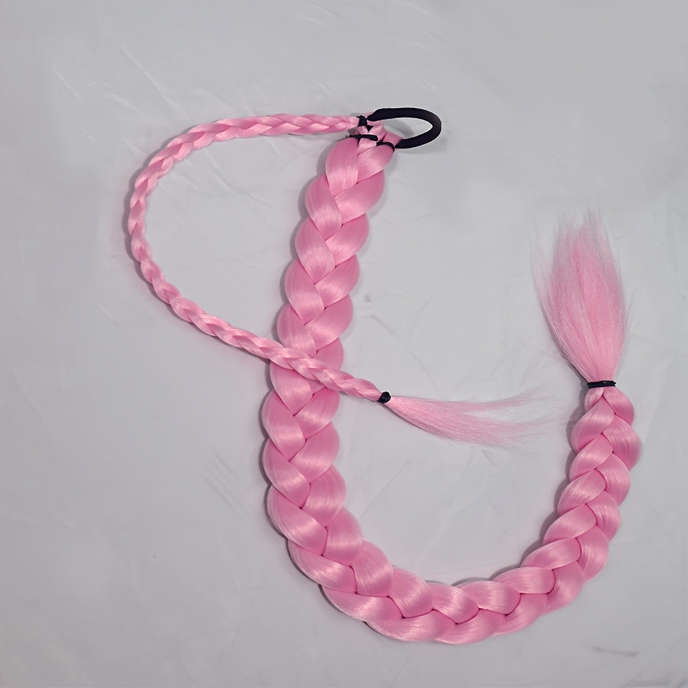 Women'S Synthetic Ponytail Extensions - Basics Style Straight Hair, Elastic Band Braids, Multiple Lengths (45.72/66.04/76.2 cm), Versatile for Christmas Wear