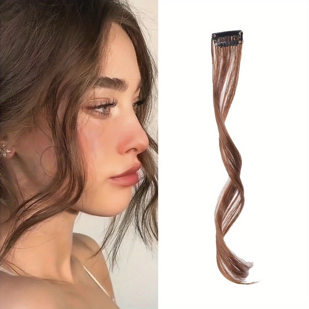 1pc Elegant Curly Wave Synthetic Side Bangs for Women, Clip-In Wavy Fringe Hairpiece, Long Hair Extensions Wig, DIY Styling Hair Accessory
