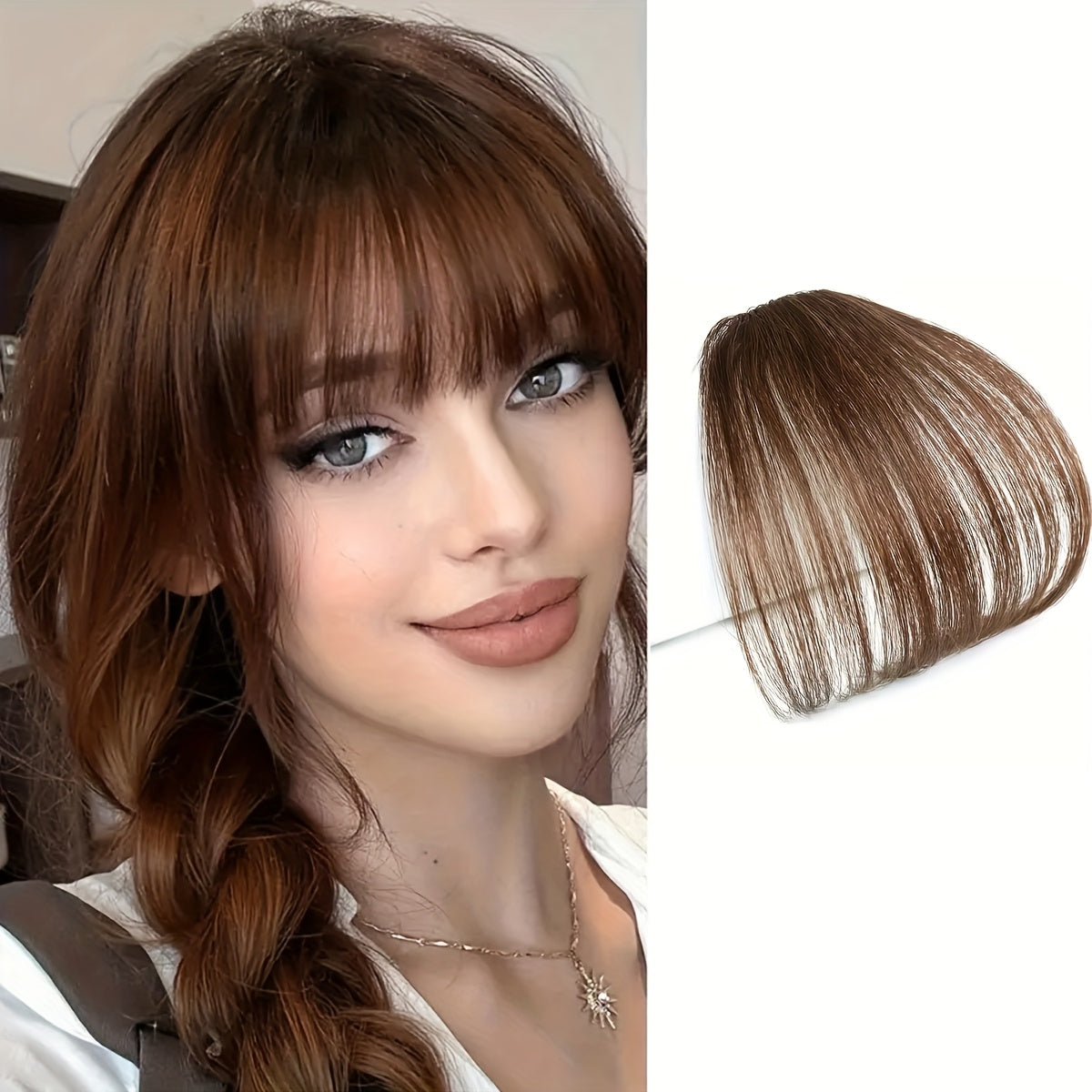 Women'S Synthetic Straight Bangs Hairpiece - Natural-Looking Air Bangs for Short Hair, Easy Clip-In Styling Accessory, Perfect for Everyday or Special Occasions, Hair Accessories, Versatile Hairpiece, Sleek Hairpiece, Secure Fit Hairpiece