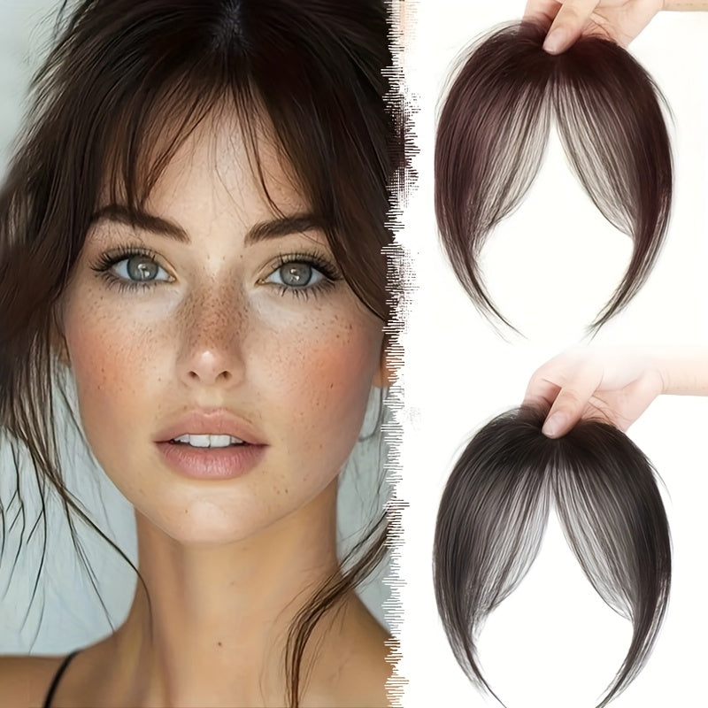 1pc Women's Elegant Natural Black & Deep Brown Clip-In Bangs, Loose Curly High-Temperature Synthetic Hairpiece, Voluminous Side Fringe for Parties & Daily Outings, Party Hair Accessory | Side Bangs Piece | Natural Look Hairpiece