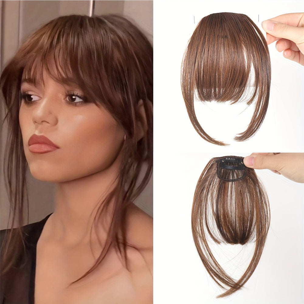 Women's Synthetic Straight Hair Clip-In Air Bangs – Light Invisible Hairpiece with One Clip, Heat Resistant Wig Accessory, Easy to Wear and Suitable for All - Basics Collection