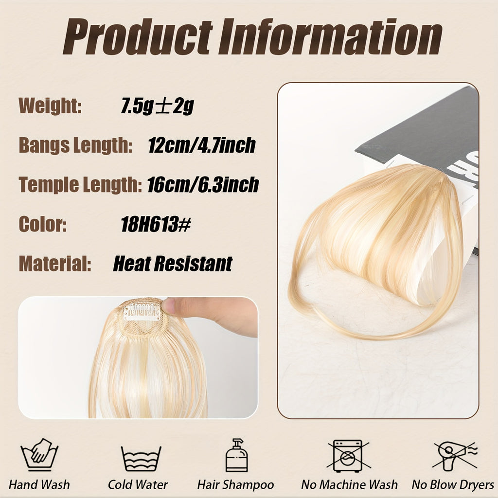 Women's Synthetic Straight Hair Clip-In Air Bangs – Light Invisible Hairpiece with One Clip, Heat Resistant Wig Accessory, Easy to Wear and Suitable for All - Basics Collection