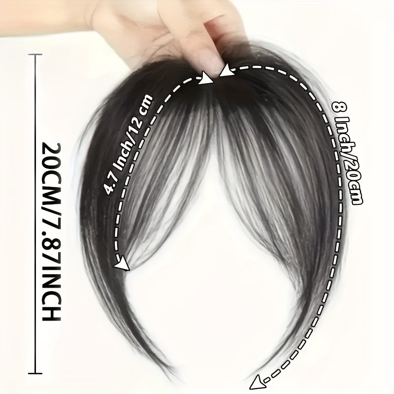 1pc Women's Elegant Natural Black & Deep Brown Clip-In Bangs, Loose Curly High-Temperature Synthetic Hairpiece, Voluminous Side Fringe for Parties & Daily Outings, Party Hair Accessory | Side Bangs Piece | Natural Look Hairpiece