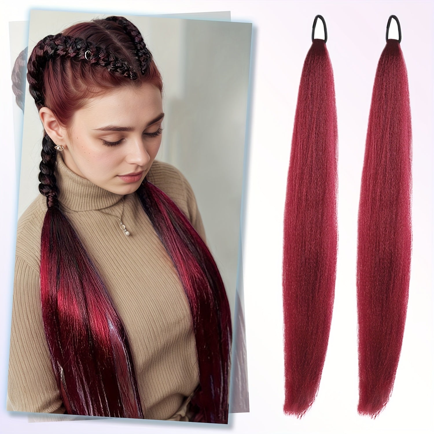 2 Pack Blue Gradient Synthetic Ponytail Extensions with Elastic Tie Band - Realistic Straight Hairpieces for Women & Girls, Cosplay, Dress Up, Hair Wigs, Hair Accessories, Stylish Hair Accessory, Secure Fit Hairpiece