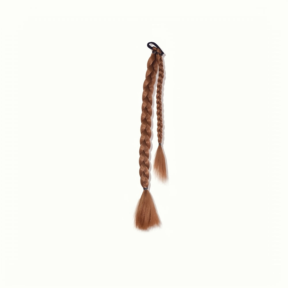 Women'S Synthetic Ponytail Extensions - Basics Style Straight Hair, Elastic Band Braids, Multiple Lengths (45.72/66.04/76.2 cm), Versatile for Christmas Wear