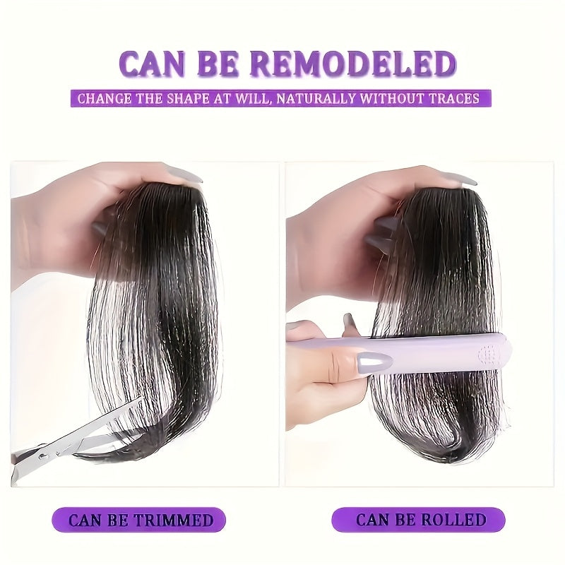 2pcs Elegant Clip-In Bangs for Women - Middle & Side Parted, High-Temperature Fiber, Straight Hairstyling, Suitable for All Hair Types, Easy to Attach &, Hair Accessory | Side Part Hairpiece | High-Temperature Fiber Hair