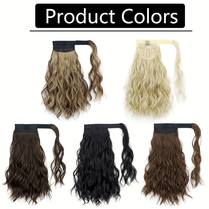 [Elegant Ponytail Extension] Elegant & Natural Look Synthetic Ponytail Extension for Women | Curly Wave Style | High-Temperature Fiber | Wrap-Around Magic Tape Design | Long Braid | Versatile & Easy to Attach | For All Occasions