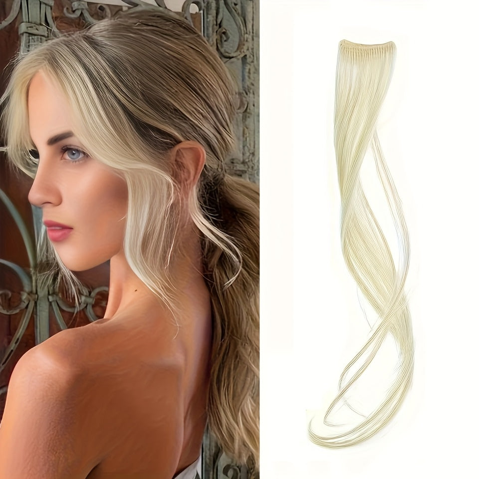 Long Curly Wavy Clip-In Hair Extensions - Invisible Synthetic Dragon Beard Side Bangs with Temples for Daily Wear, Natural Look for All Hair Types