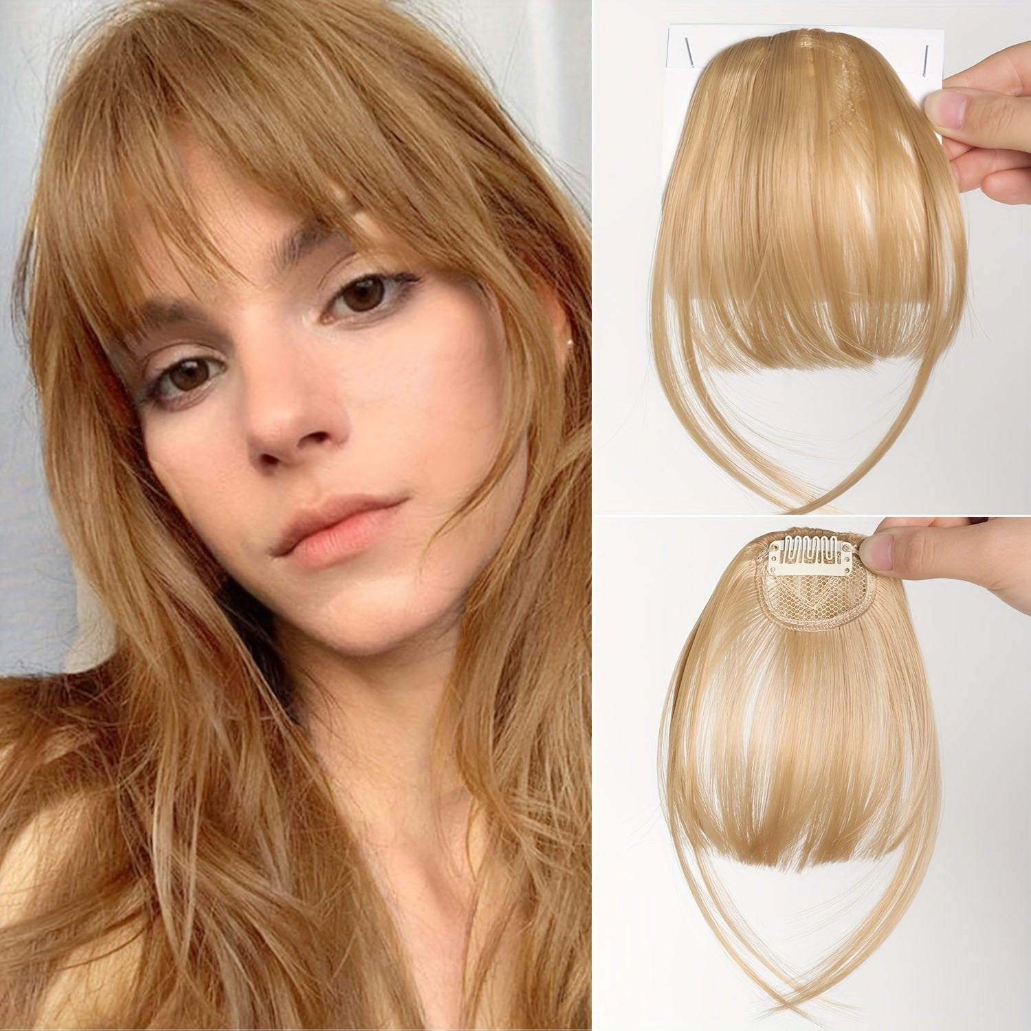 Women's Synthetic Straight Hair Clip-In Air Bangs – Light Invisible Hairpiece with One Clip, Heat Resistant Wig Accessory, Easy to Wear and Suitable for All - Basics Collection