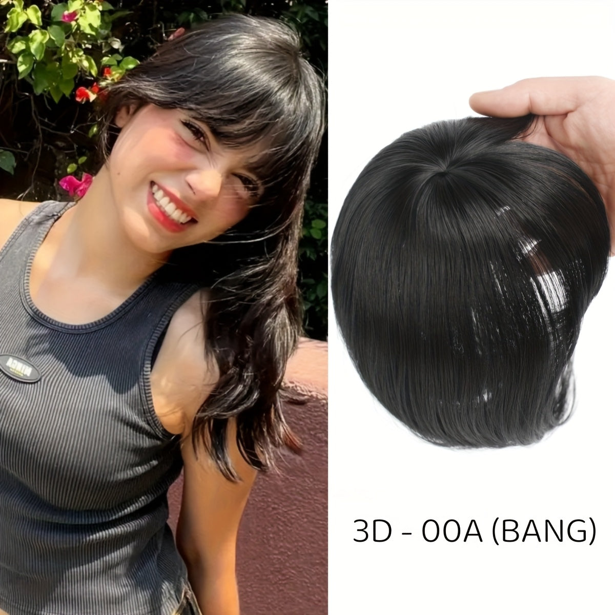 3D Clip-In Bangs Hair Extensions for Women - Straight Hair Topper for Thinning Hair & Hair Loss - Natural Look, Easy Application, Versatile Styling Options, Secure Clips for Asian Women, Natural Appearance