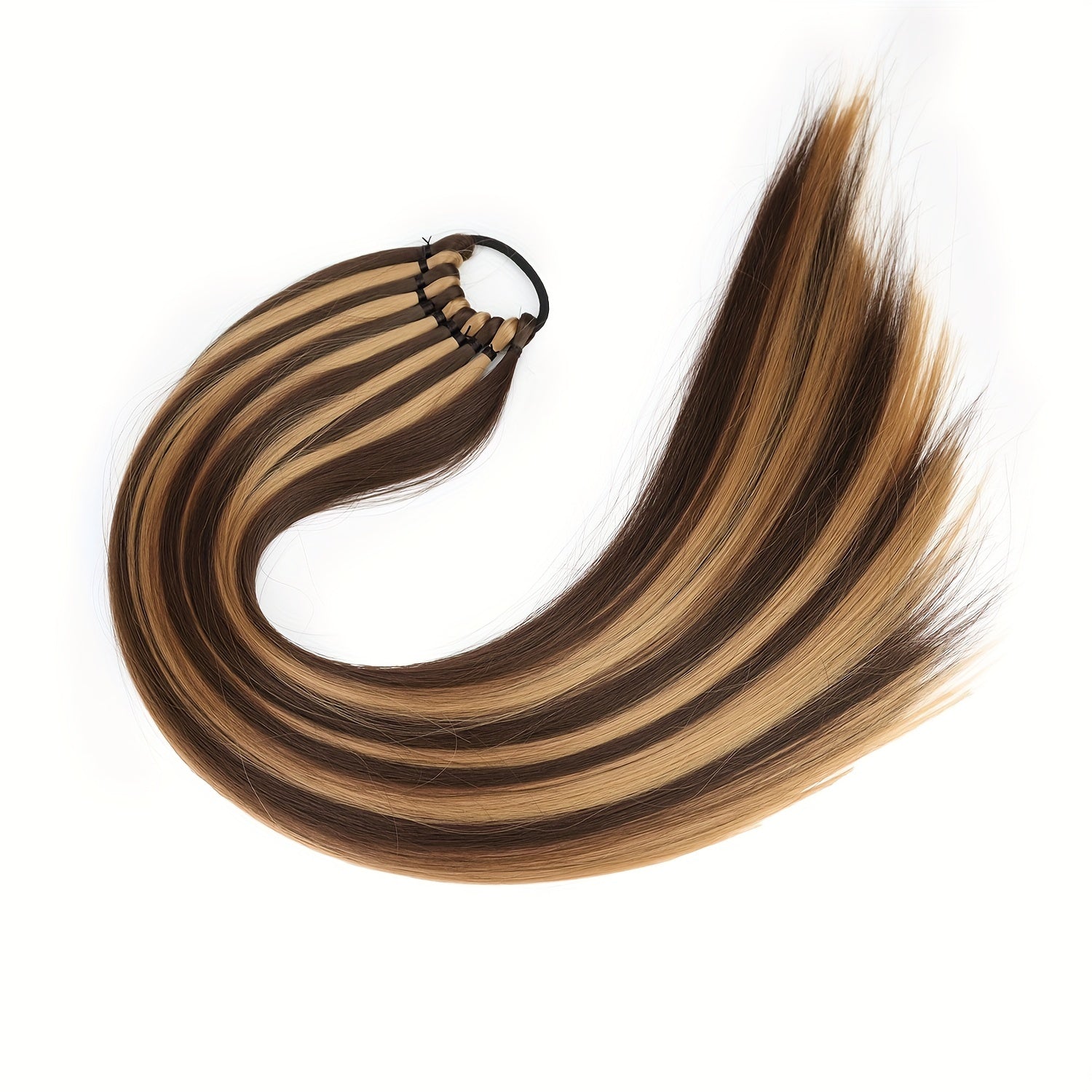Long Straight Synthetic Hair Extensions - Elastic Ponytail with Hair Ties for Daily Use - Elegant Hair Accessories