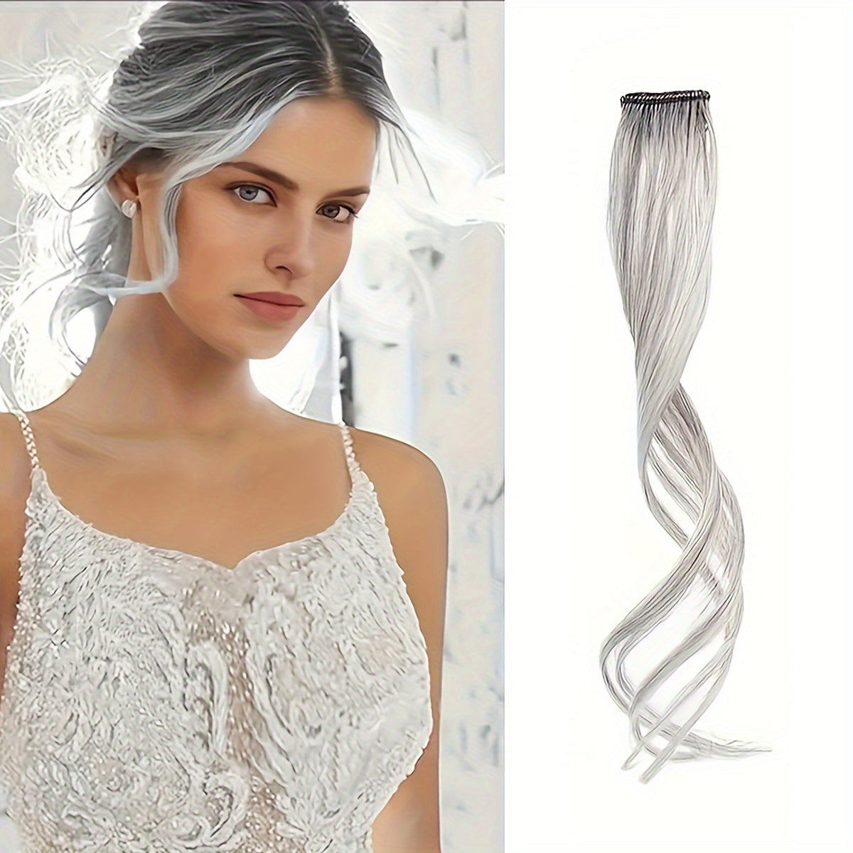 1pc Elegant Curly Wave Synthetic Side Bangs for Women, Clip-In Wavy Fringe Hairpiece, Long Hair Extensions Wig, DIY Styling Hair Accessory