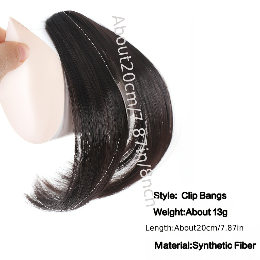 Chic Look| Elegant Brown & Blonde Clip-In Bangs Wig for Women - Fluffy Synthetic Hair with Natural Side Fringe, High-Temperature Resistant, Versatile Styling Options, Short Hair Wig