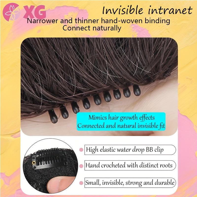 Full natural forehead French bangs patch for Women's real hair with sideburns and air bangs increased volume no marks lightweight and fluffy headband curtain