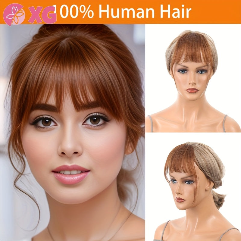 Full natural forehead French bangs patch for Women's real hair with sideburns and air bangs increased volume no marks lightweight and fluffy headband curtain