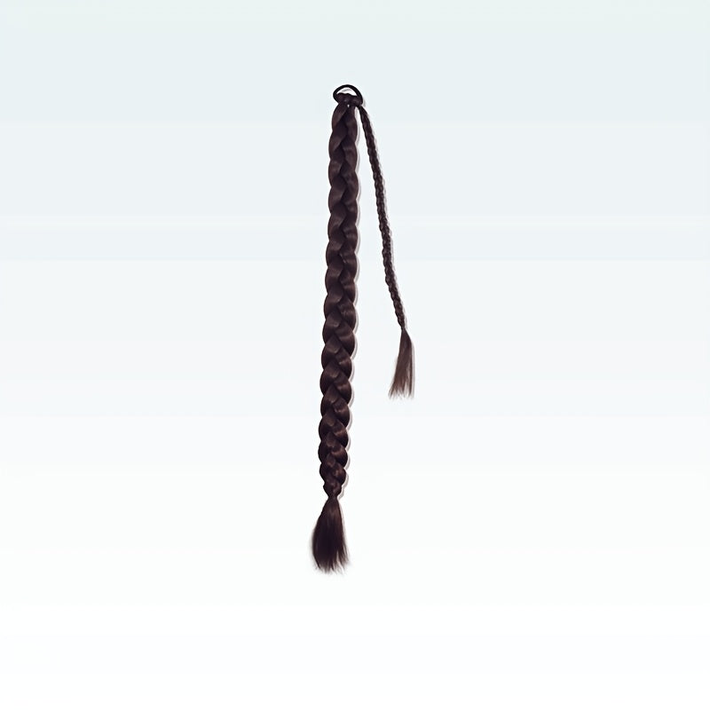 Women'S Synthetic Ponytail Extensions - Basics Style Straight Hair, Elastic Band Braids, Multiple Lengths (45.72/66.04/76.2 cm), Versatile for Christmas Wear