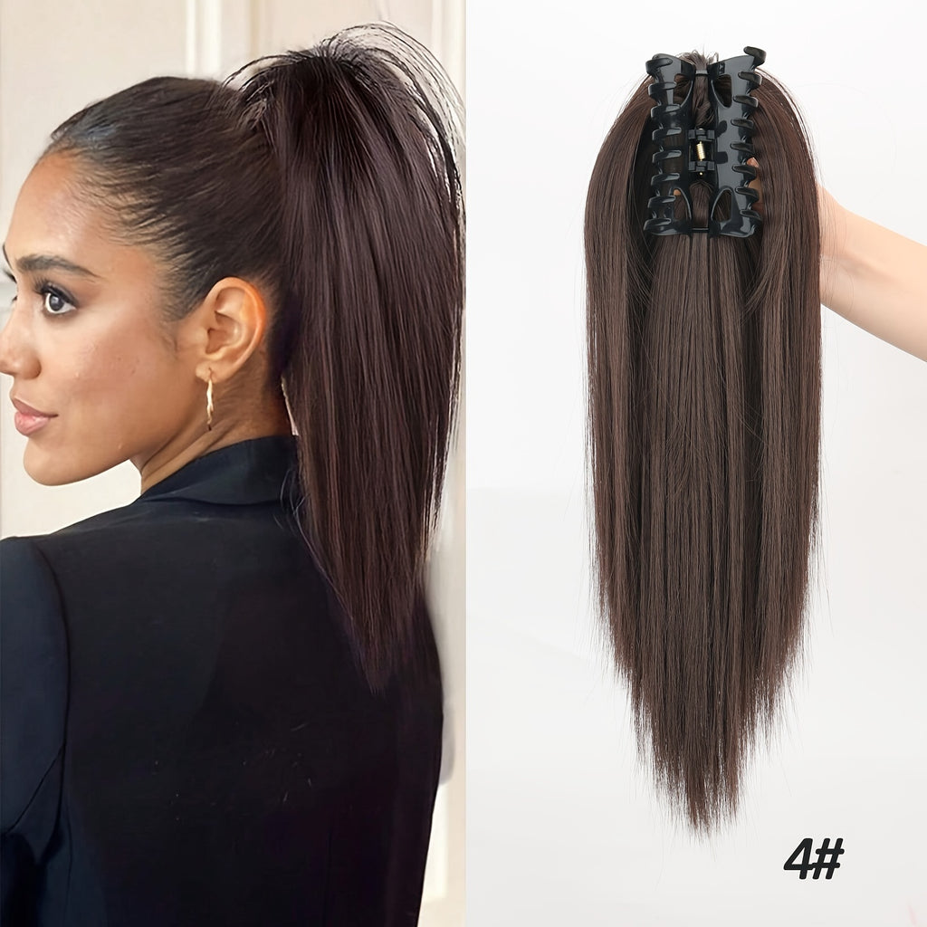 1pcs 40.64cm Messy Short Straight Ponytail Synthetic Claw Clip Ponytail Hair Extensions Claw Clip Messy Hair Bun Hairpiece For Women Hair Accessories Halloween Christmas