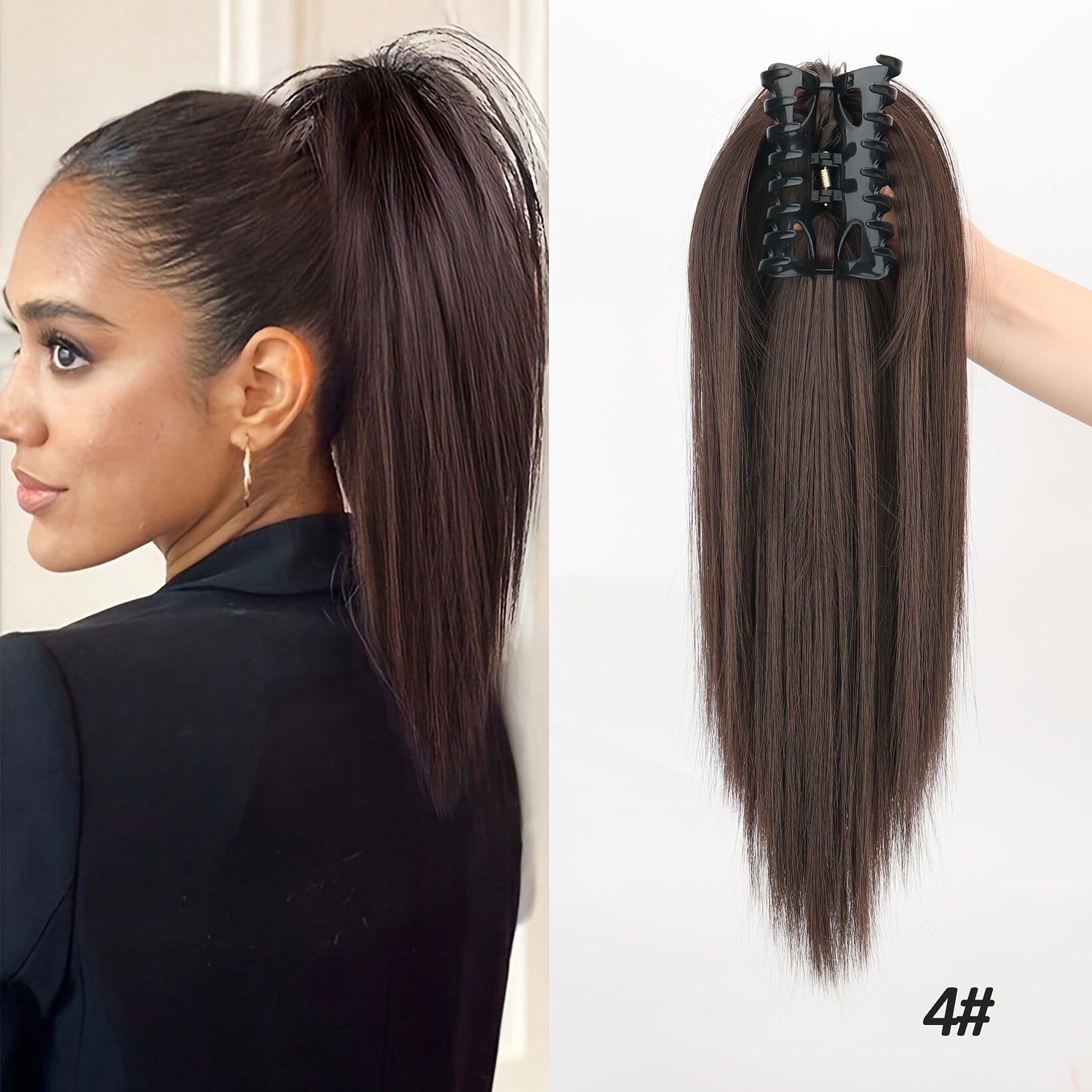 1pcs 40.64cm Messy Short Straight Ponytail Synthetic Claw Clip Ponytail Hair Extensions Claw Clip Messy Hair Bun Hairpiece For Women Hair Accessories Halloween Christmas