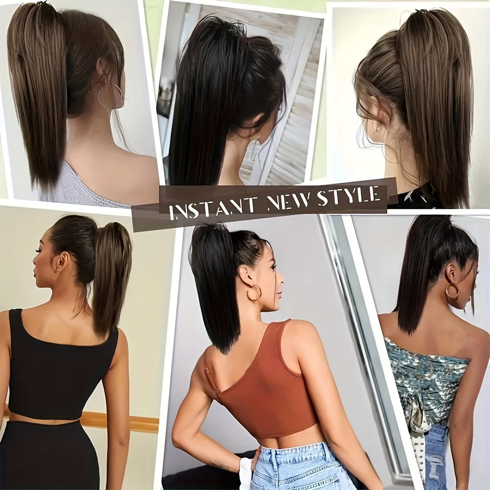 1pcs 40.64cm Messy Short Straight Ponytail Synthetic Claw Clip Ponytail Hair Extensions Claw Clip Messy Hair Bun Hairpiece For Women Hair Accessories Halloween Christmas
