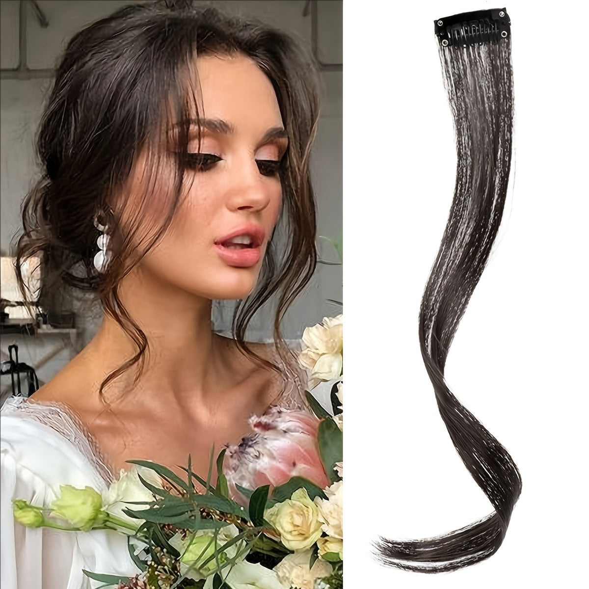 1pc Elegant Curly Wave Synthetic Side Bangs for Women, Clip-In Wavy Fringe Hairpiece, Long Hair Extensions Wig, DIY Styling Hair Accessory
