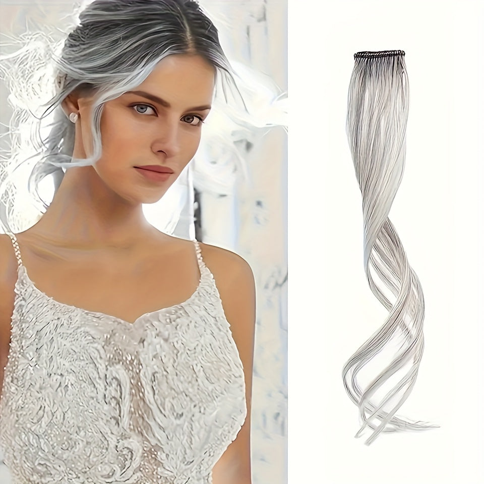 Long Curly Wavy Clip-In Hair Extensions - Invisible Synthetic Dragon Beard Side Bangs with Temples for Daily Wear, Natural Look for All Hair Types