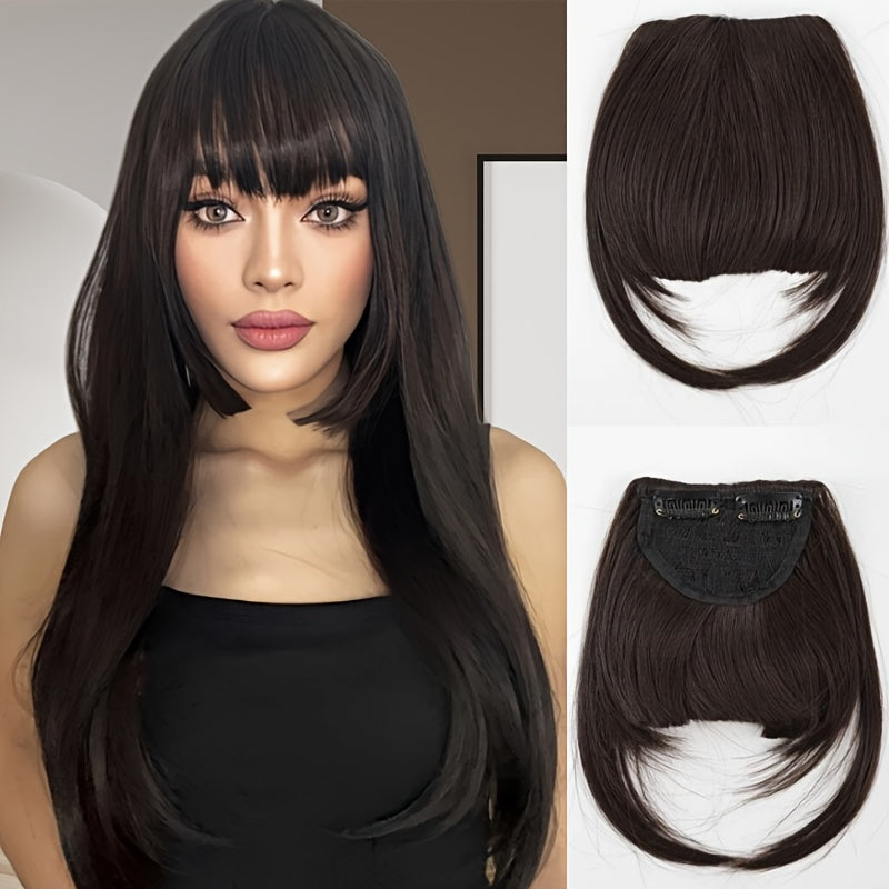 Goddess Clip-On Bangs Hair Extension for Women - Straight, Natural-Looking Fullness, Versatile for Daily Wear & Special Occasions, Easy to Style, Daily Hairpiece | Straight Hairpiece | Secure Clip-In
