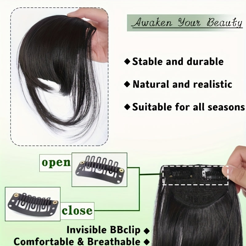 Goddess Clip-On Bangs Hair Extension for Women - Straight, Natural-Looking Fullness, Versatile for Daily Wear & Special Occasions, Easy to Style, Daily Hairpiece | Straight Hairpiece | Secure Clip-In