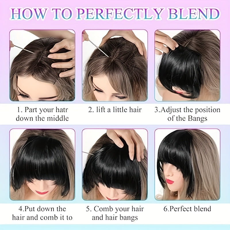Goddess Clip-On Bangs Hair Extension for Women - Straight, Natural-Looking Fullness, Versatile for Daily Wear & Special Occasions, Easy to Style, Daily Hairpiece | Straight Hairpiece | Secure Clip-In