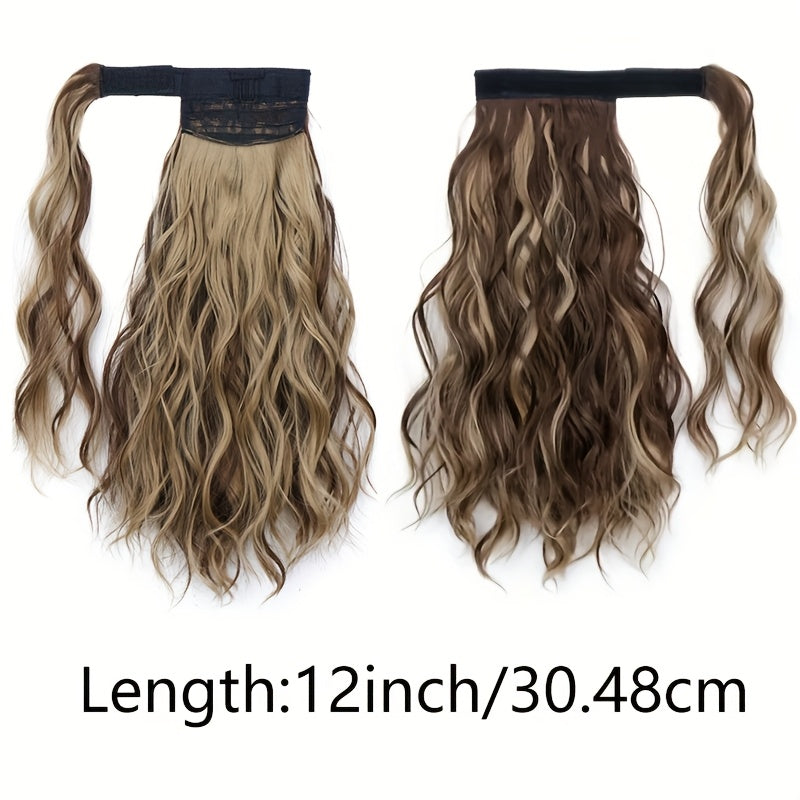 [Elegant Ponytail Extension] Elegant & Natural Look Synthetic Ponytail Extension for Women | Curly Wave Style | High-Temperature Fiber | Wrap-Around Magic Tape Design | Long Braid | Versatile & Easy to Attach | For All Occasions