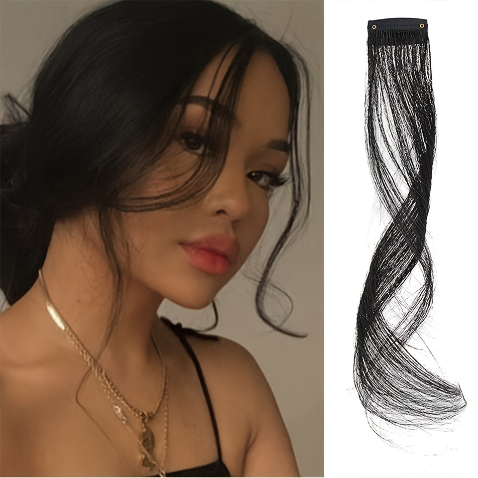 Elegant Clip-In Synthetic Bangs for Women - Natural Look Long Side Fringe Hair Extension, Elegant Style