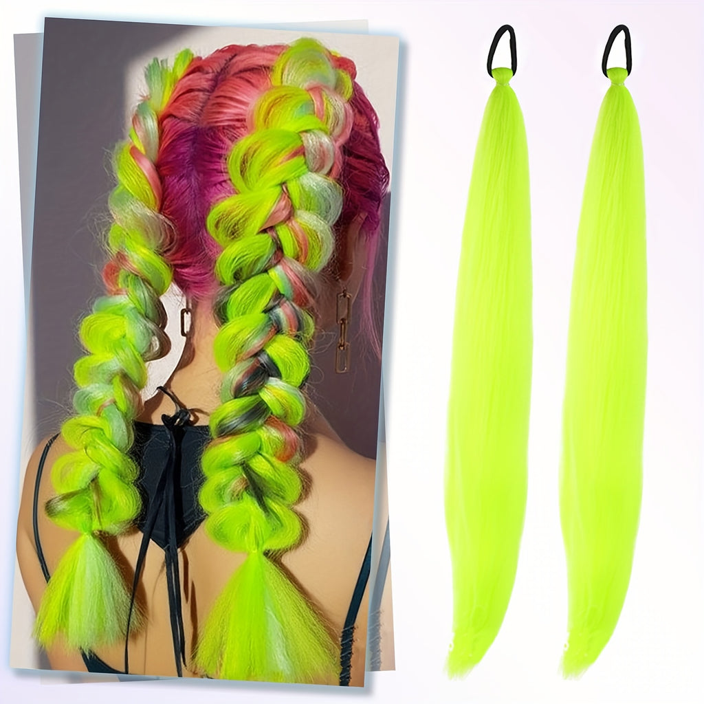2 Pack Blue Gradient Synthetic Ponytail Extensions with Elastic Tie Band - Realistic Straight Hairpieces for Women & Girls, Cosplay, Dress Up, Hair Wigs, Hair Accessories, Stylish Hair Accessory, Secure Fit Hairpiece