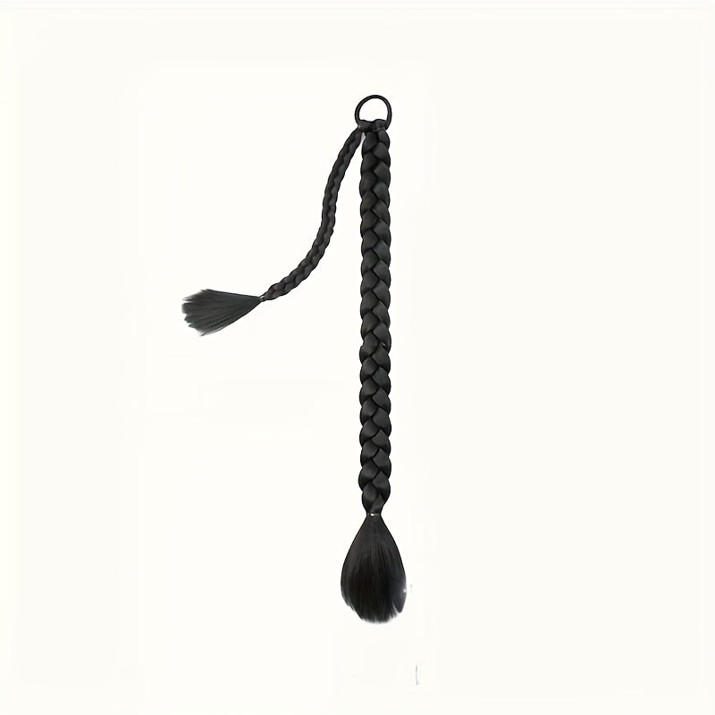 Women'S Synthetic Ponytail Extensions - Basics Style Straight Hair, Elastic Band Braids, Multiple Lengths (45.72/66.04/76.2 cm), Versatile for Christmas Wear