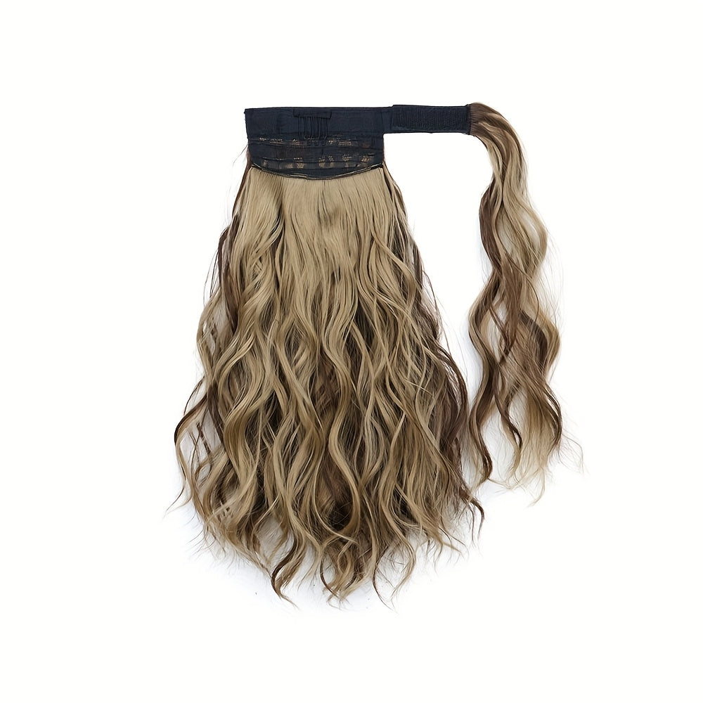 [Elegant Ponytail Extension] Elegant & Natural Look Synthetic Ponytail Extension for Women | Curly Wave Style | High-Temperature Fiber | Wrap-Around Magic Tape Design | Long Braid | Versatile & Easy to Attach | For All Occasions