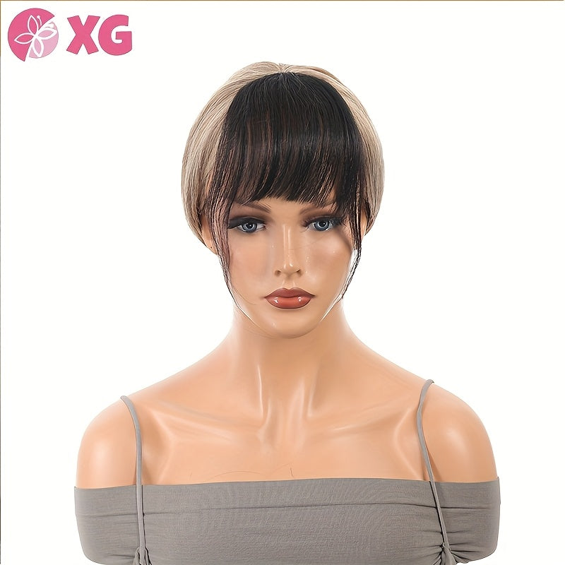 Full natural forehead French bangs patch for Women's real hair with sideburns and air bangs increased volume no marks lightweight and fluffy headband curtain
