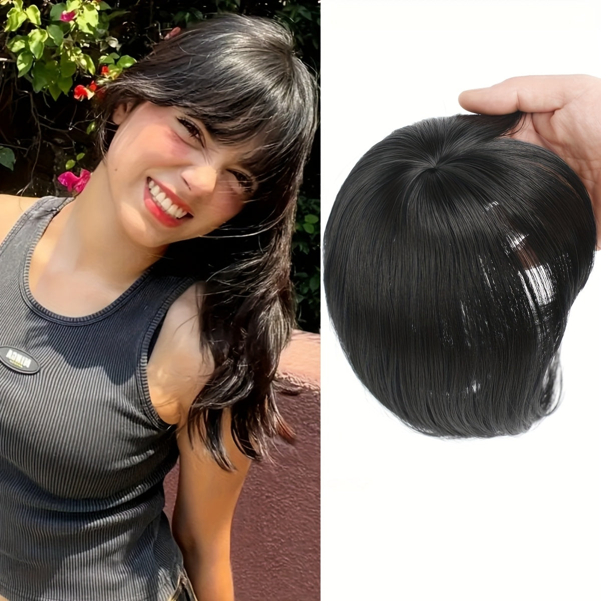 3D Clip-In Bangs Hair Extensions for Women - Straight Hair Topper for Thinning Hair & Hair Loss - Natural Look, Easy Application, Versatile Styling Options, Secure Clips for Asian Women, Natural Appearance