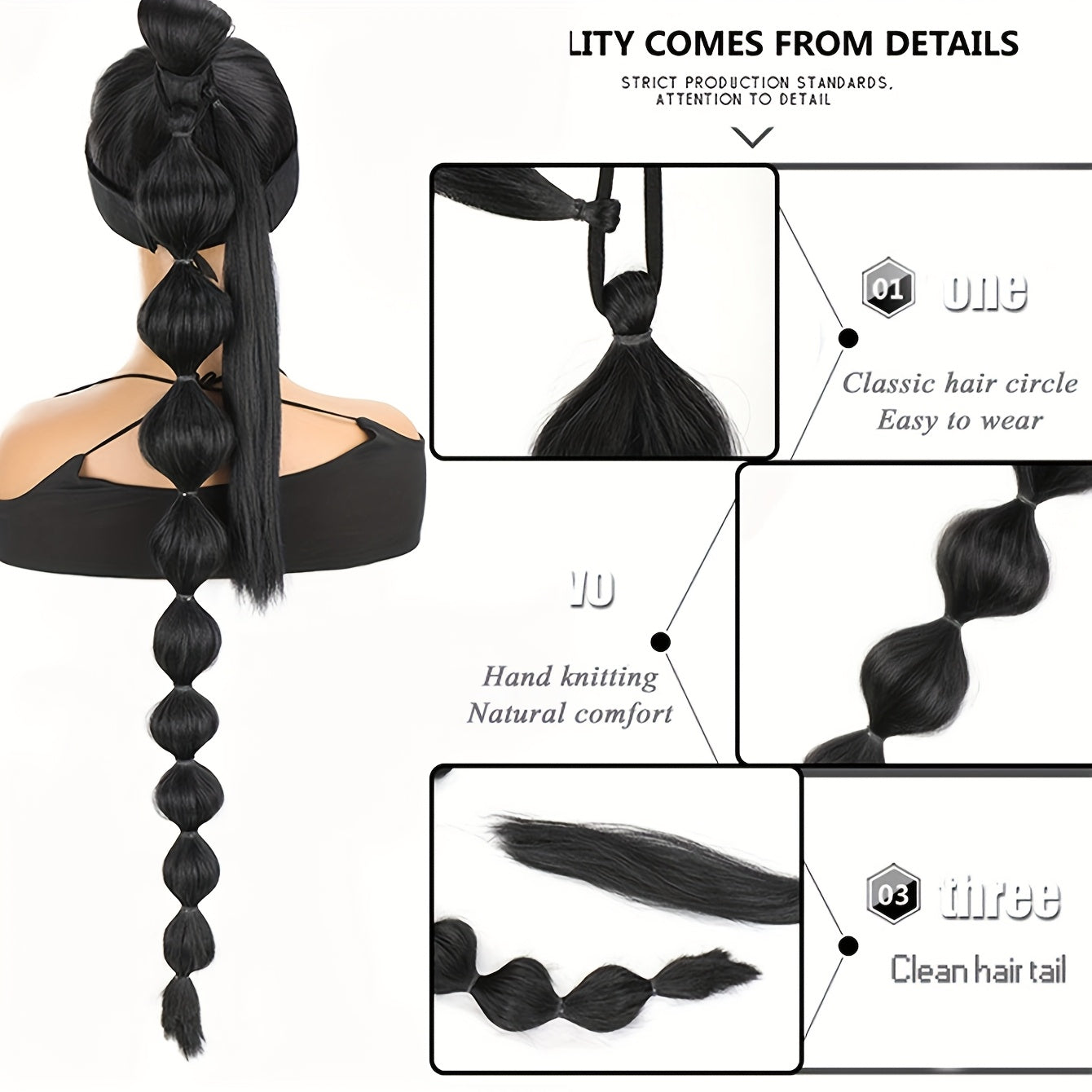 Maotou Braided Hair Extensions with Highlighted Bubble Braid and Lantern Braid