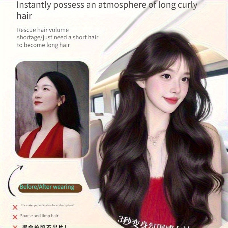 18-Inch Loose Curly Hair Extensions for Women - Invisible, Seamless, Volumizing Clip-Ins, Natural Black, One-Piece Design for Effortless Length & Volume