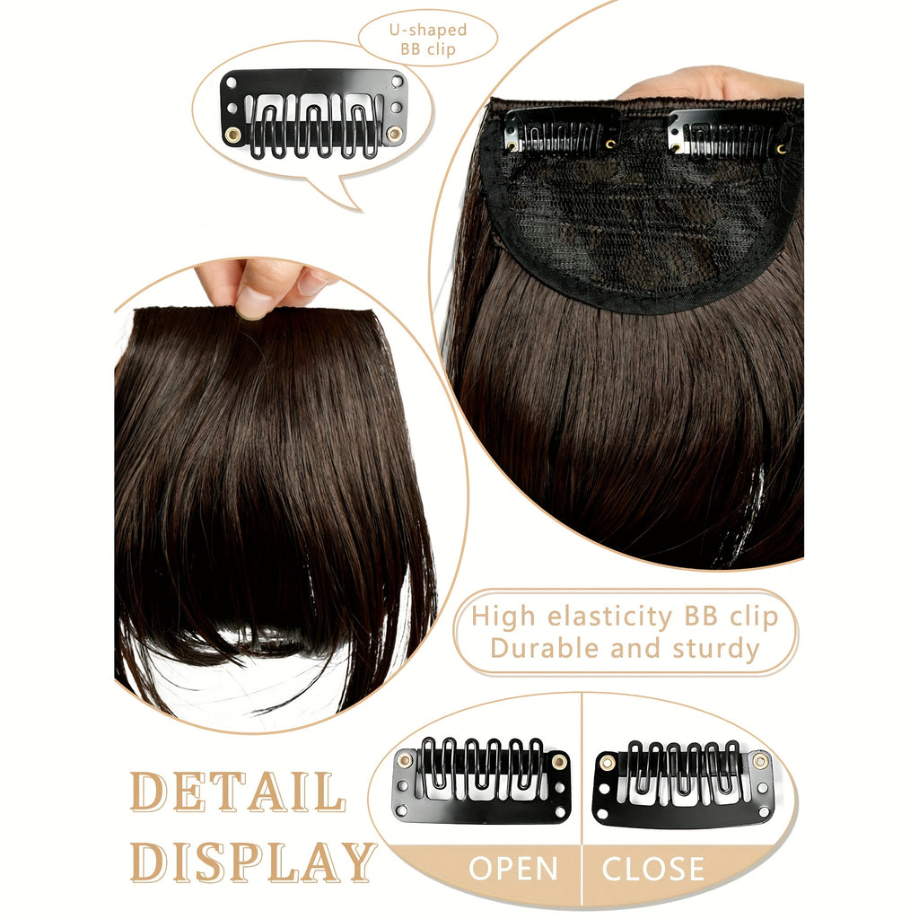 25.4 cm Clip-On Bangs Wig for Women - Natural Black Kinky Curly Hair Extensions with Adjustable Hair Clips, Easy-to-Apply Daily Use Hairpiece for Everyday & Special Occasions, Versatile Hairpiece, Sleek Hairpiece, Secure Fit Hairpiece