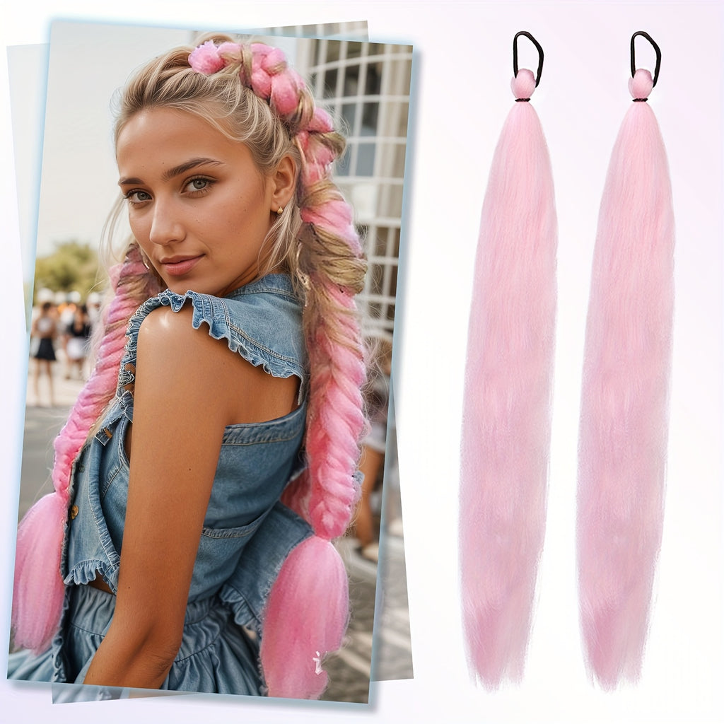 2 Pack Blue Gradient Synthetic Ponytail Extensions with Elastic Tie Band - Realistic Straight Hairpieces for Women & Girls, Cosplay, Dress Up, Hair Wigs, Hair Accessories, Stylish Hair Accessory, Secure Fit Hairpiece