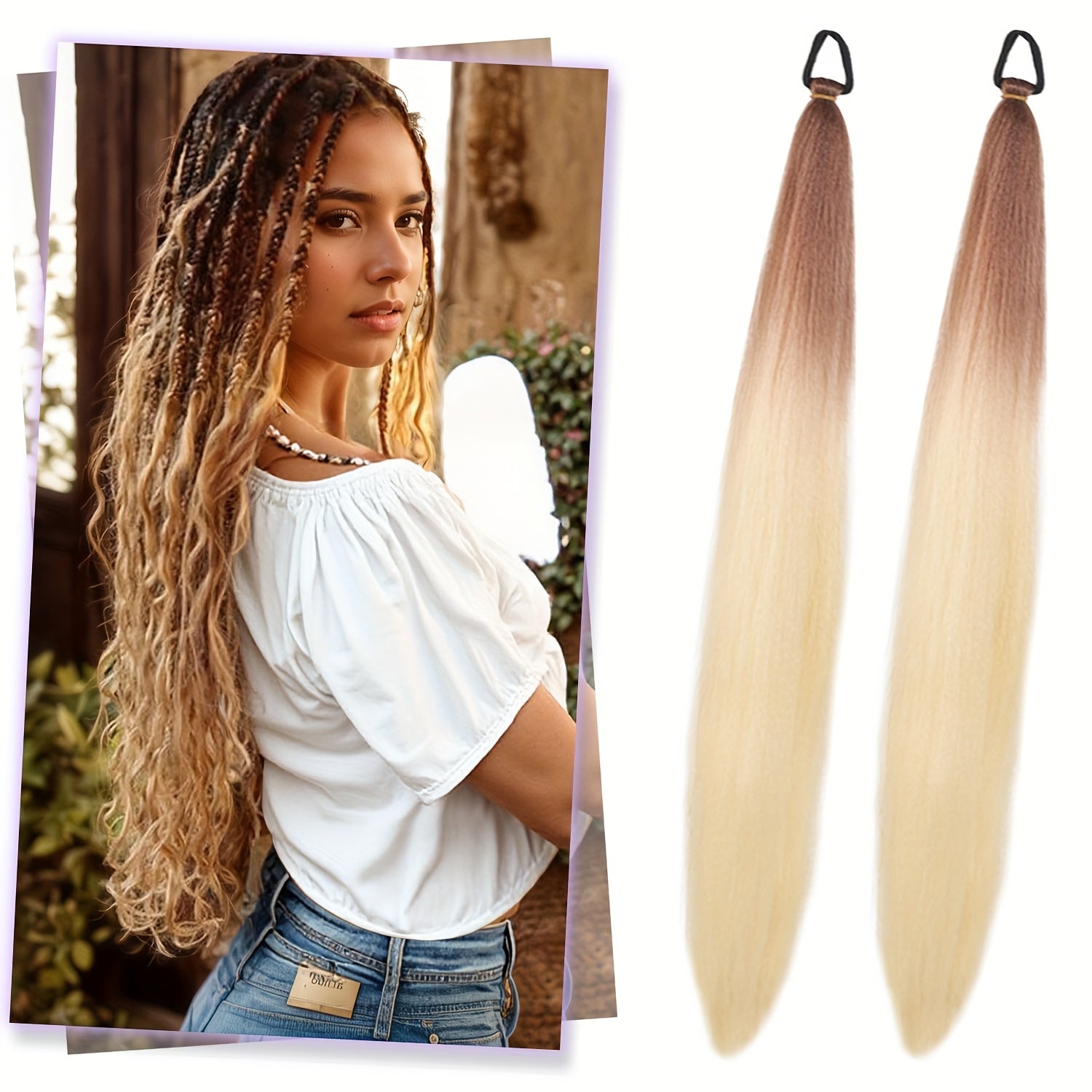 2 Pack Blue Gradient Synthetic Ponytail Extensions with Elastic Tie Band - Realistic Straight Hairpieces for Women & Girls, Cosplay, Dress Up, Hair Wigs, Hair Accessories, Stylish Hair Accessory, Secure Fit Hairpiece