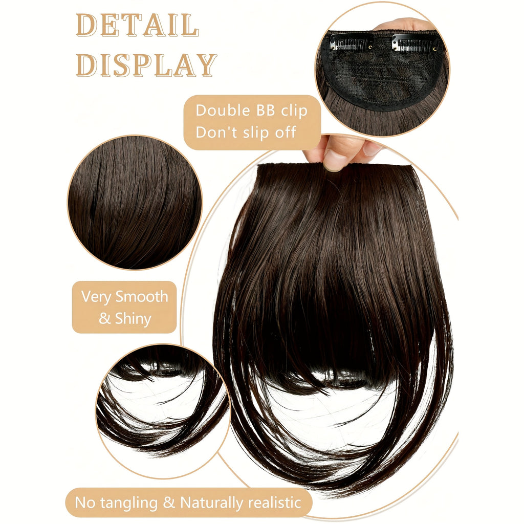 25.4 cm Clip-On Bangs Wig for Women - Natural Black Kinky Curly Hair Extensions with Adjustable Hair Clips, Easy-to-Apply Daily Use Hairpiece for Everyday & Special Occasions, Versatile Hairpiece, Sleek Hairpiece, Secure Fit Hairpiece
