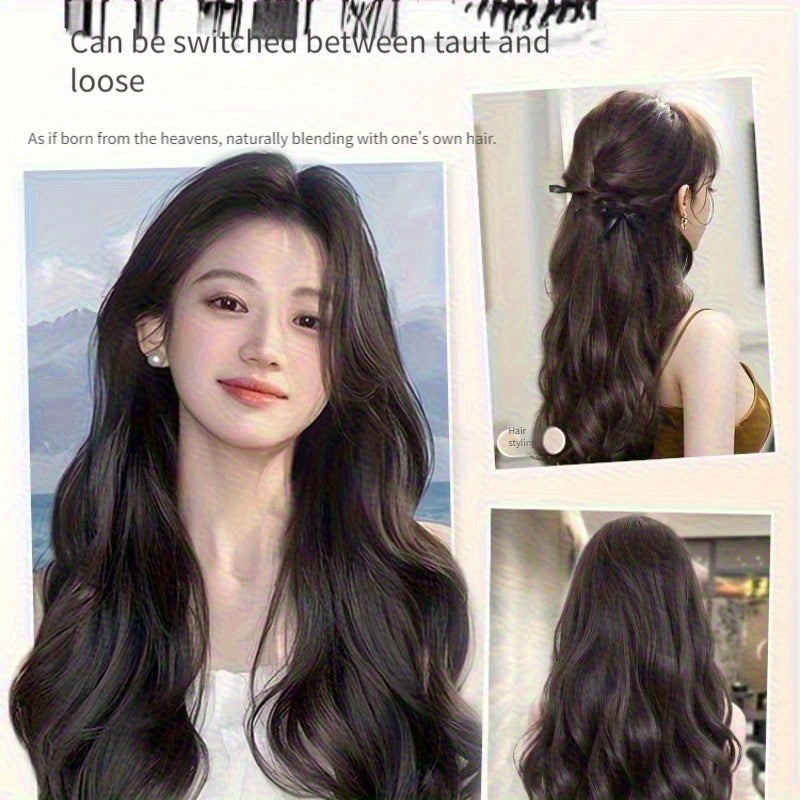 18-Inch Loose Curly Hair Extensions for Women - Invisible, Seamless, Volumizing Clip-Ins, Natural Black, One-Piece Design for Effortless Length & Volume