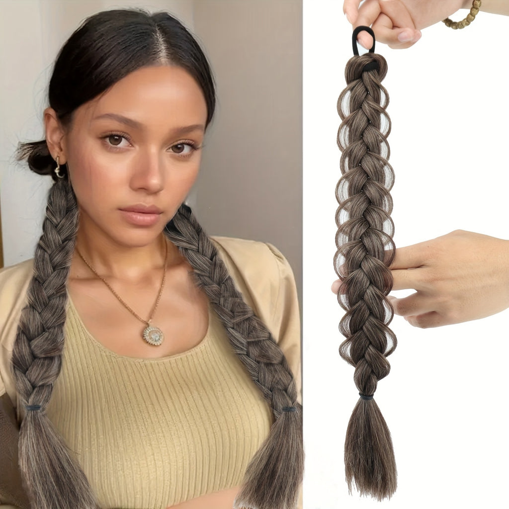 MERISIHAIR 40.64cm Braided Ponytail Hair Extension with Elastic Band - Synthetic Straight Hair for Women, Natural Look & Easy Maintenance, Perfect for Halloween, Parties, And Everyday Style, Ponytail Hair Extensions, Party Hairpiece, Secure Fit Hairpiece