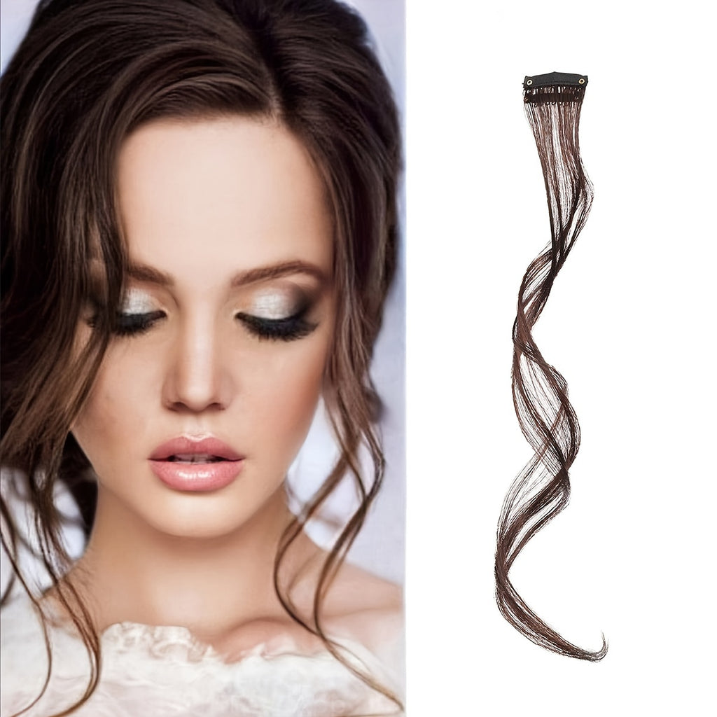 1pc Elegant Curly Wave Synthetic Side Bangs for Women, Clip-In Wavy Fringe Hairpiece, Long Hair Extensions Wig, DIY Styling Hair Accessory