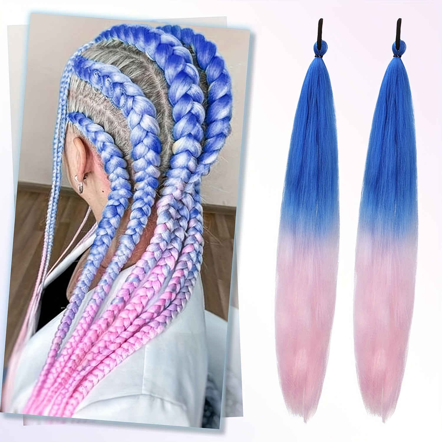 2 Pack Blue Gradient Synthetic Ponytail Extensions with Elastic Tie Band - Realistic Straight Hairpieces for Women & Girls, Cosplay, Dress Up, Hair Wigs, Hair Accessories, Stylish Hair Accessory, Secure Fit Hairpiece