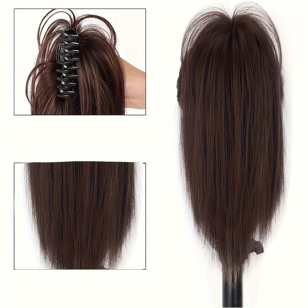 1pc Women'S Synthetic Claw Clip Ponytail Extension, Medium Long Straight Hair, Easy to Wear, Natural Look, Daily Use Hair Accessory