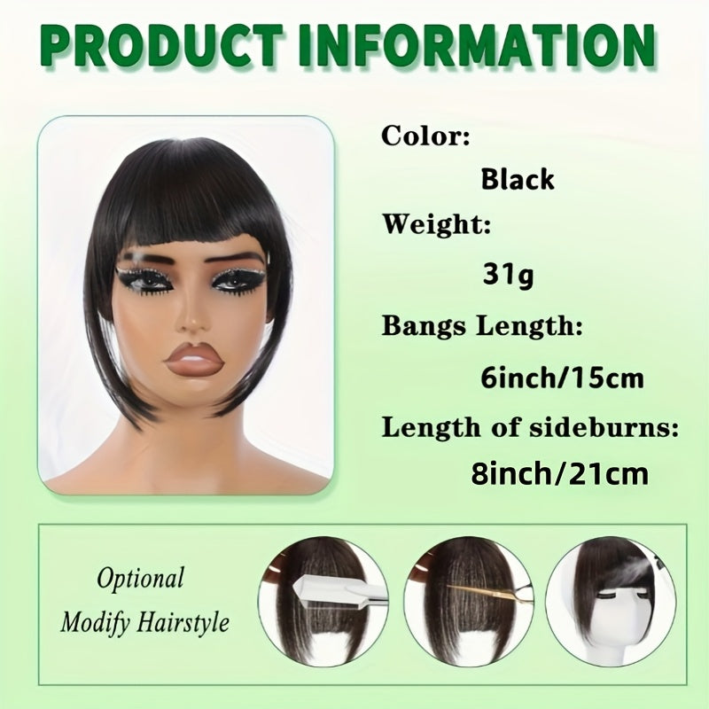 Goddess Clip-On Bangs Hair Extension for Women - Straight, Natural-Looking Fullness, Versatile for Daily Wear & Special Occasions, Easy to Style, Daily Hairpiece | Straight Hairpiece | Secure Clip-In