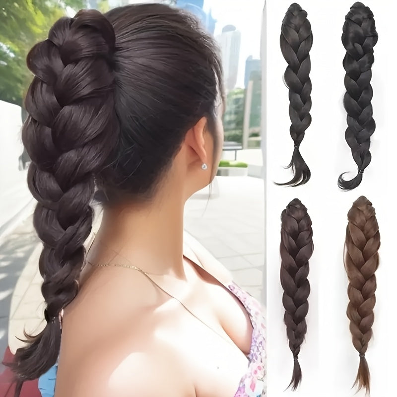 14 Inch High-Temperature Fiber Braided Ponytail Extensions - Straight Hair, Versatile Styling for All Hairstyles, Durable & Heat-Resistant, Sleek & Natural Look for Women, Hair Accessories