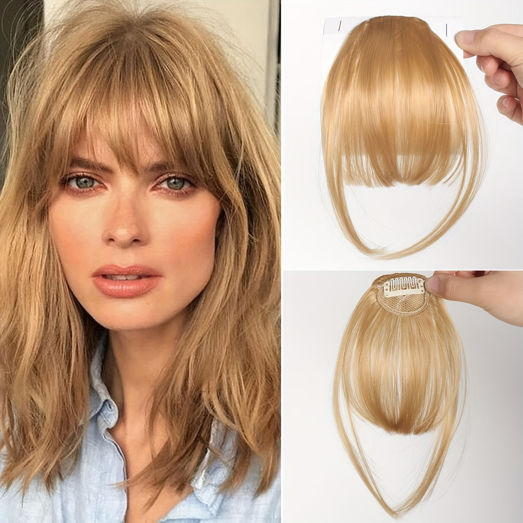 Women's Synthetic Straight Hair Clip-In Air Bangs – Light Invisible Hairpiece with One Clip, Heat Resistant Wig Accessory, Easy to Wear and Suitable for All - Basics Collection